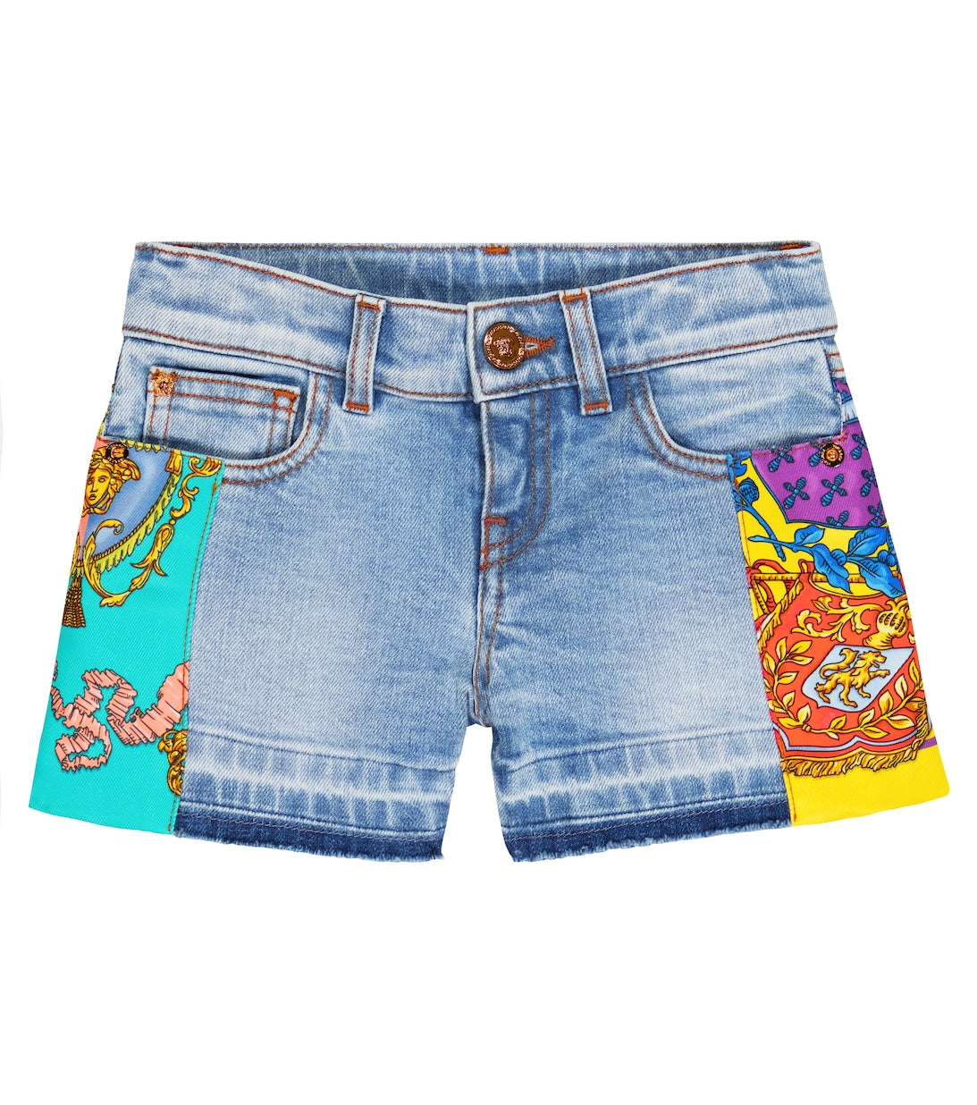 Royal Rebellion Versace denim shorts, multicolor