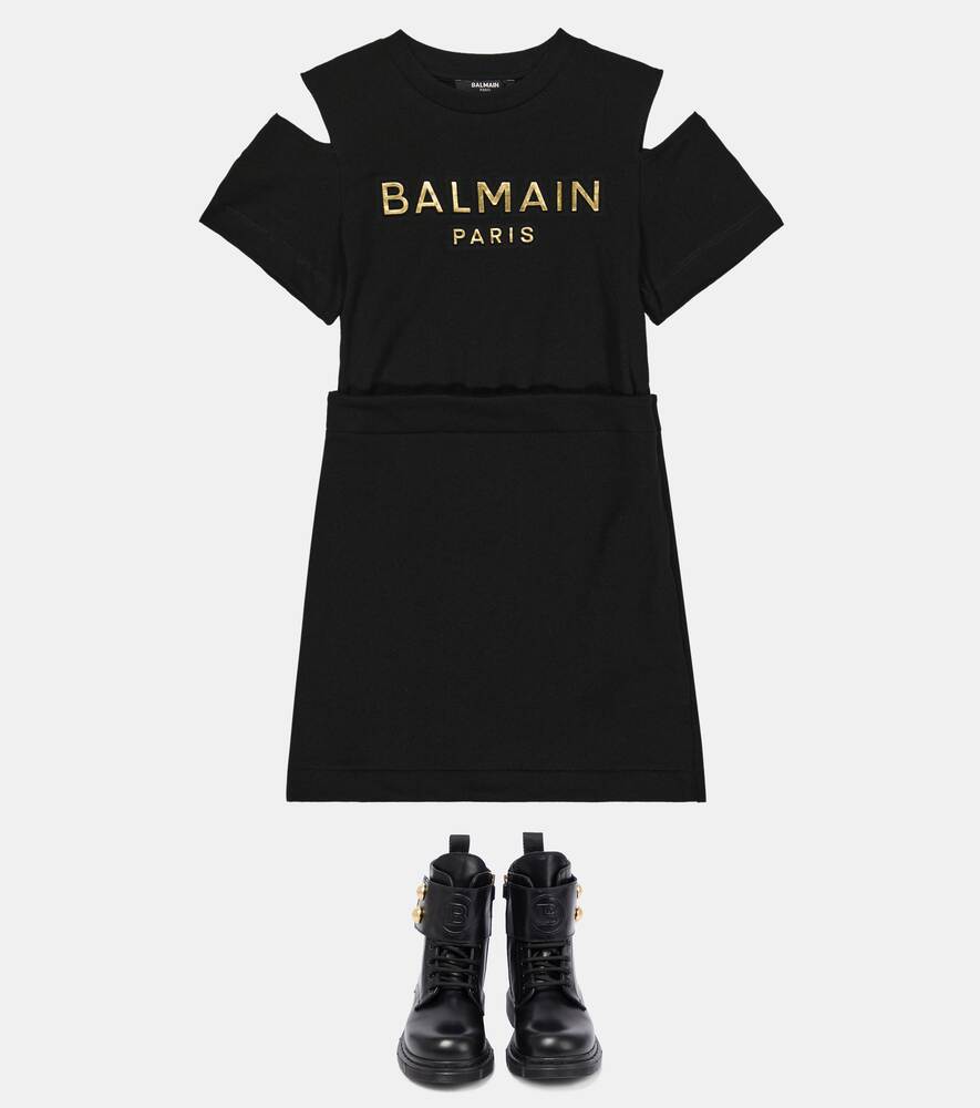 Balmain Cotton Jersey T-Shirt Dress, Black