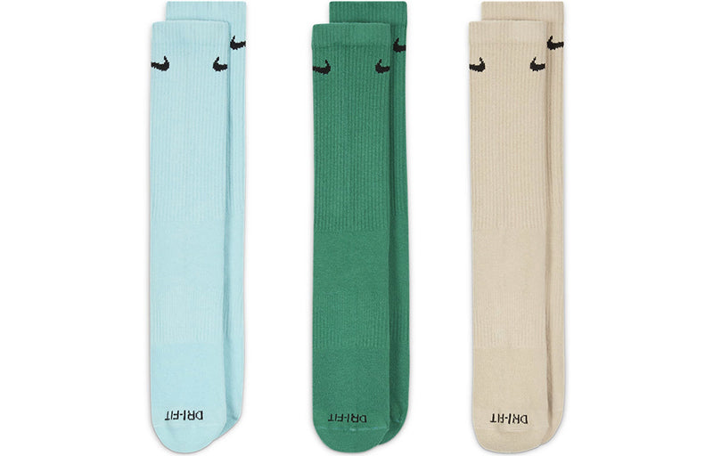 Nike Men's Calf Socks 3 Pack (Brown/Green/Blue)