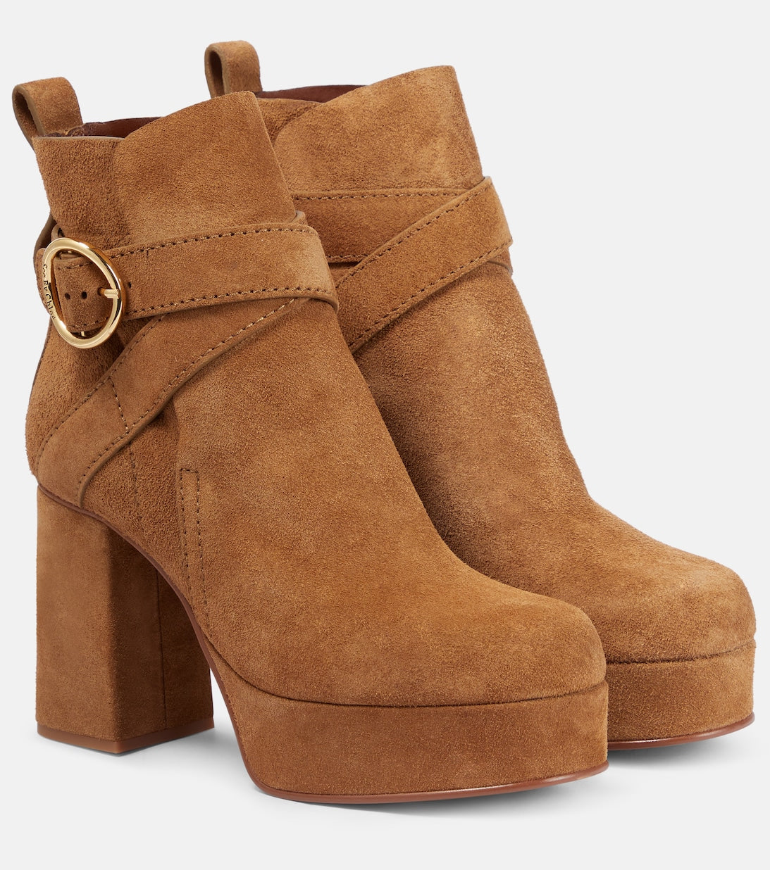 See By Chloé Lyna Suede Platform Ankle Boots, Brown