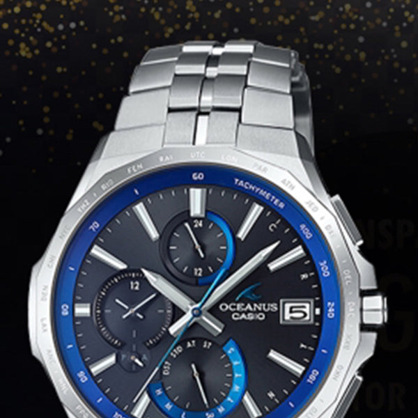 Casio Fashion Business Steel Strap Analog Watch 'Ocean Blue Silver', blue