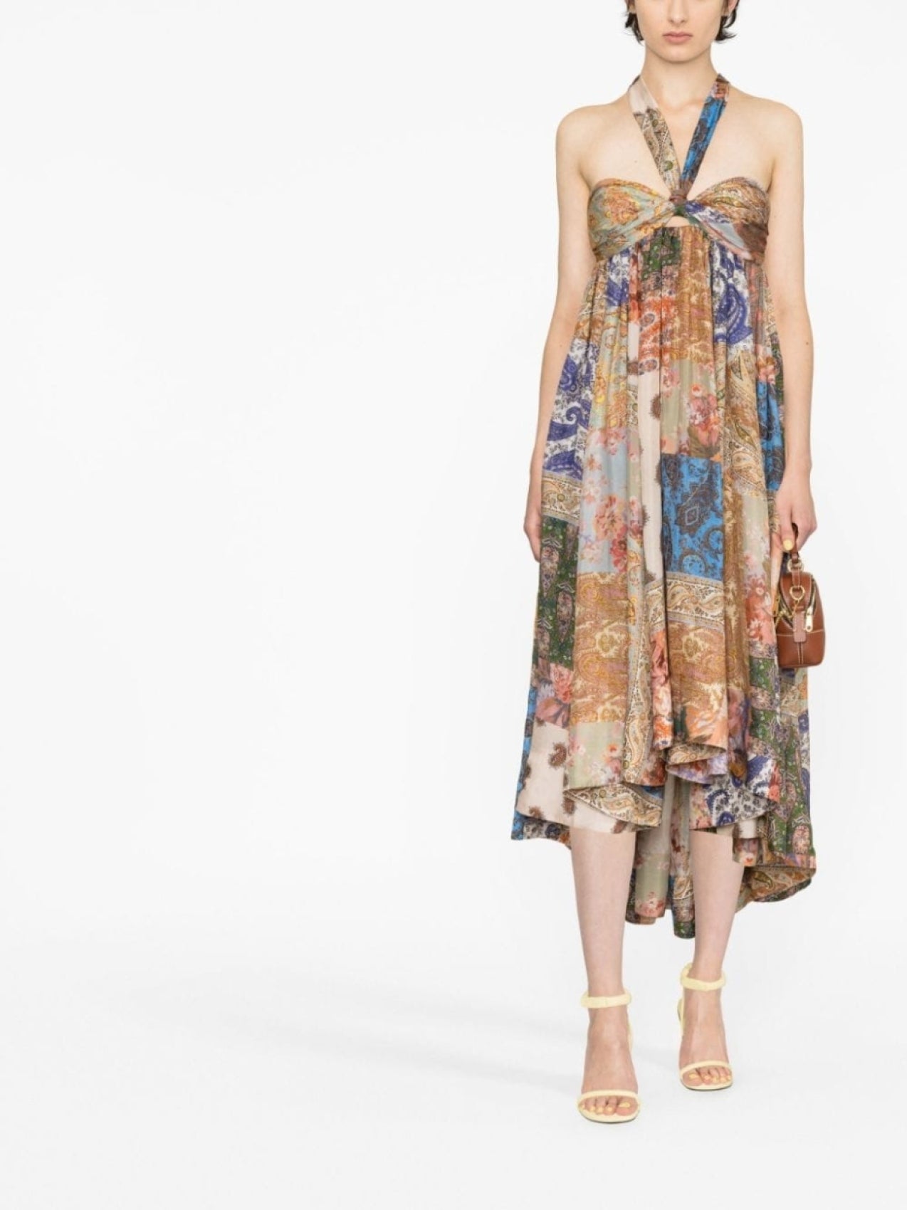 Devi Halterneck Paisley Dress ZIMMERMANN Beige