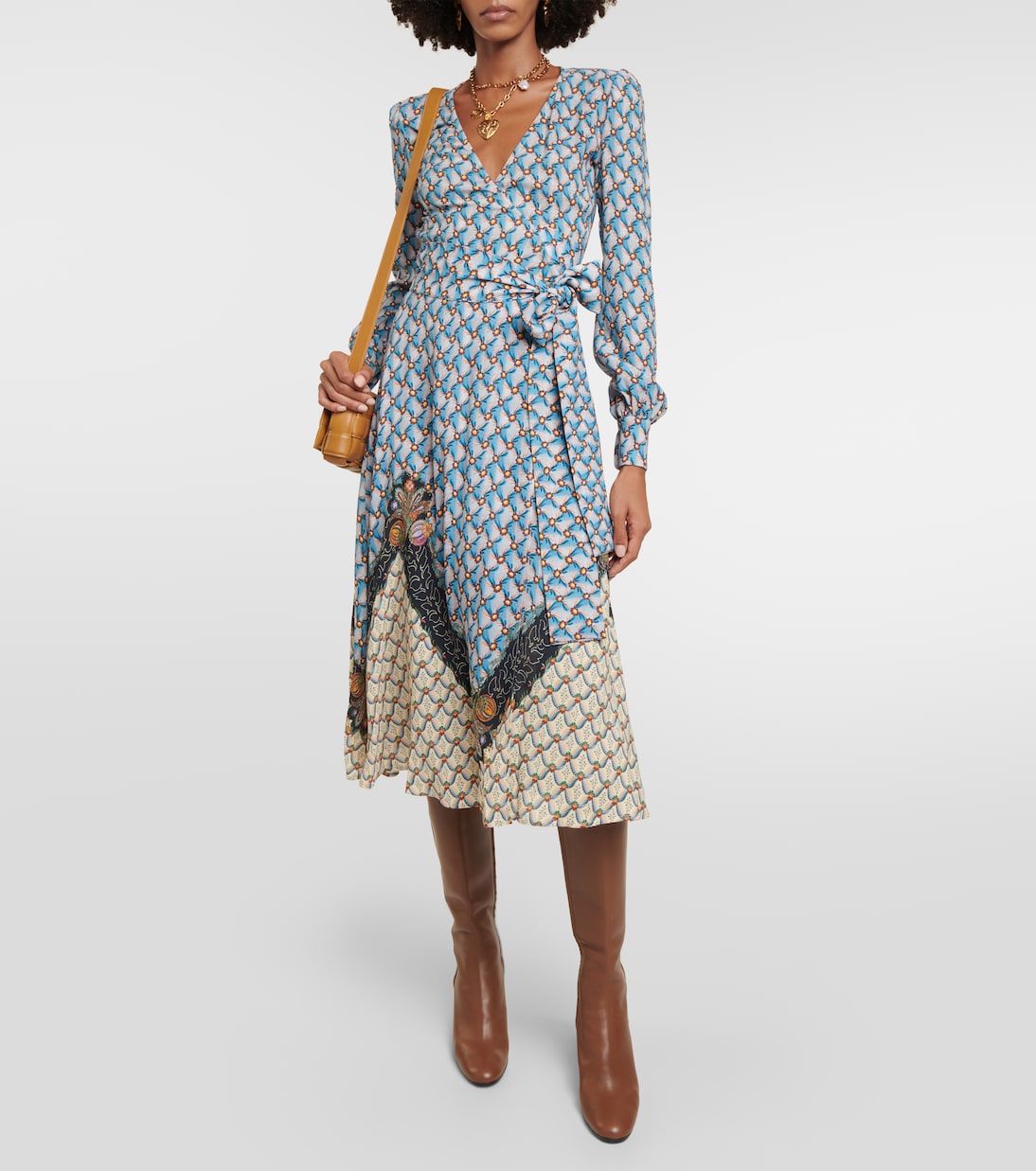 Etro floral saber midi dress, blue