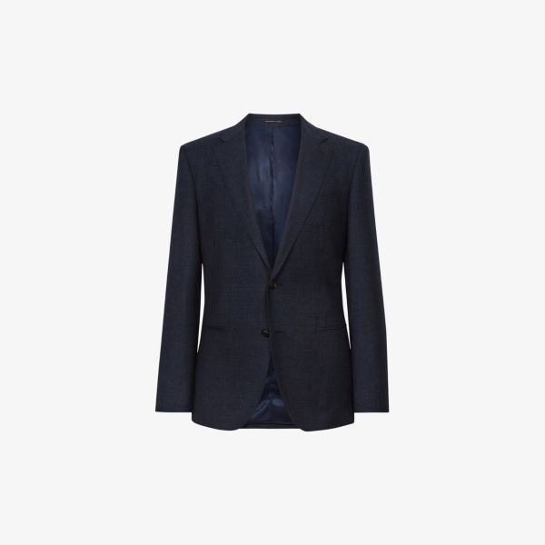 Dunn Slim Fit Wool Blazer in Reiss Check, Navy