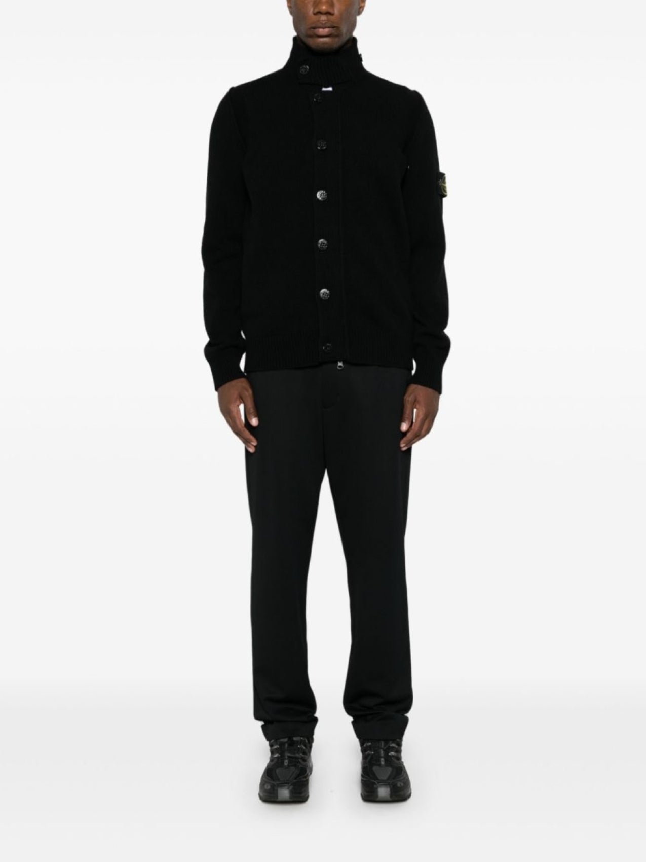 Stone Island Compass Button Down Cardigan Black