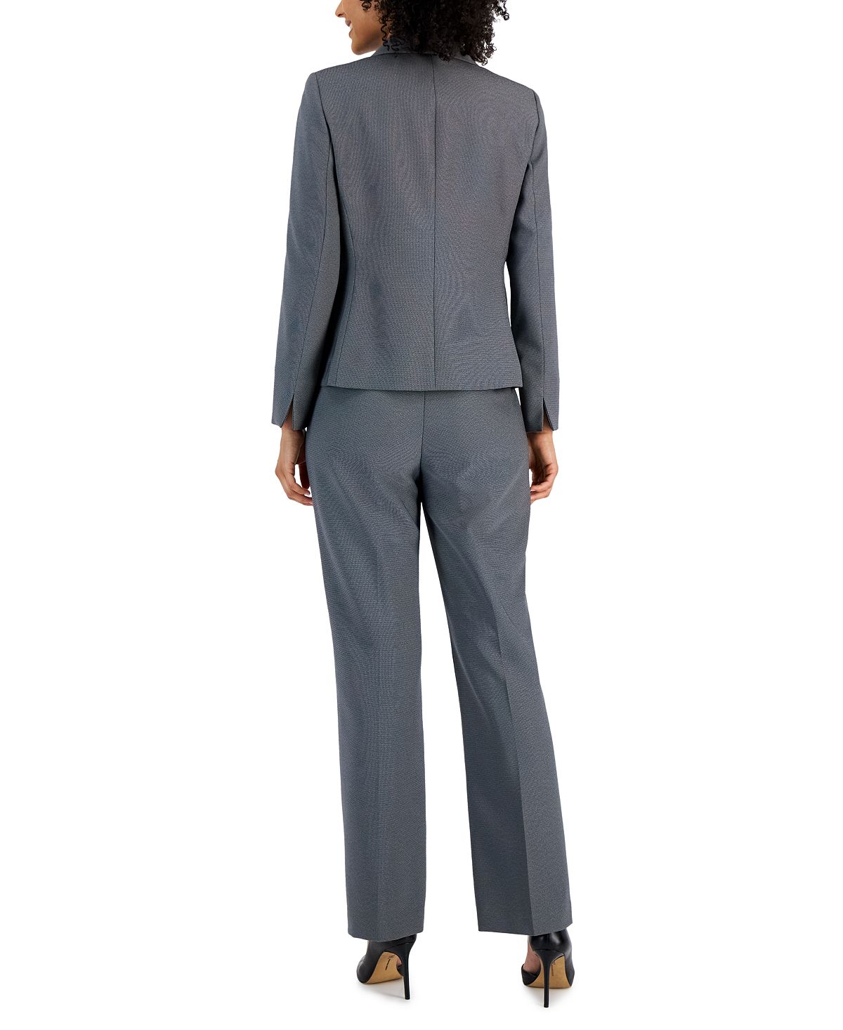 Women's mid-rise trouser suit with shawl collar one button Le Suit, gray