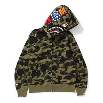 سويت شيرت BAPE Camouflage Shark للجنسين باللون الأخضر المموه، أخضر