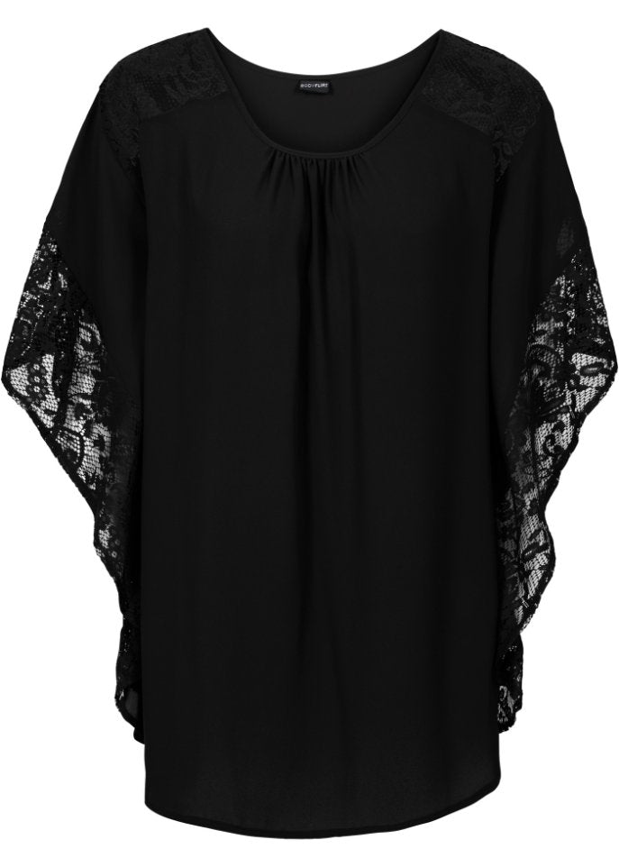 Bodyflirt blouse with lace details, black