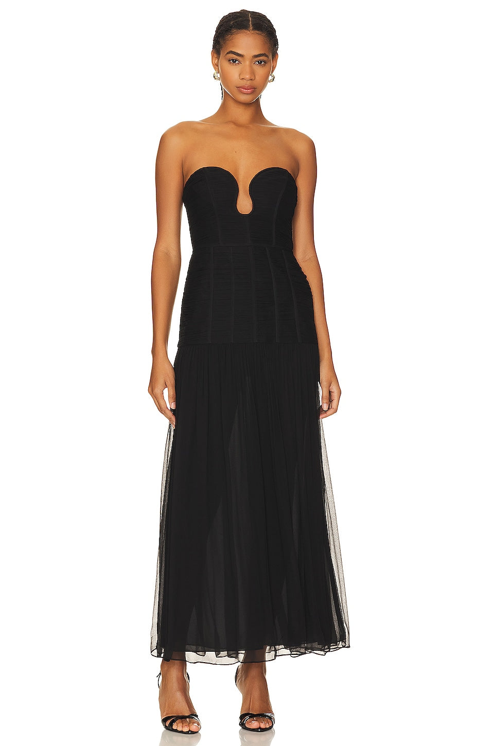 Shona Joy Isola Strapless Midi Dress, black