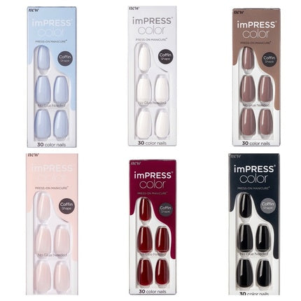 طلاء أظافر ملون من Impress Press-On Manicure Color Nails Pure Fit - متوفر بألوان متعددة، Kiss