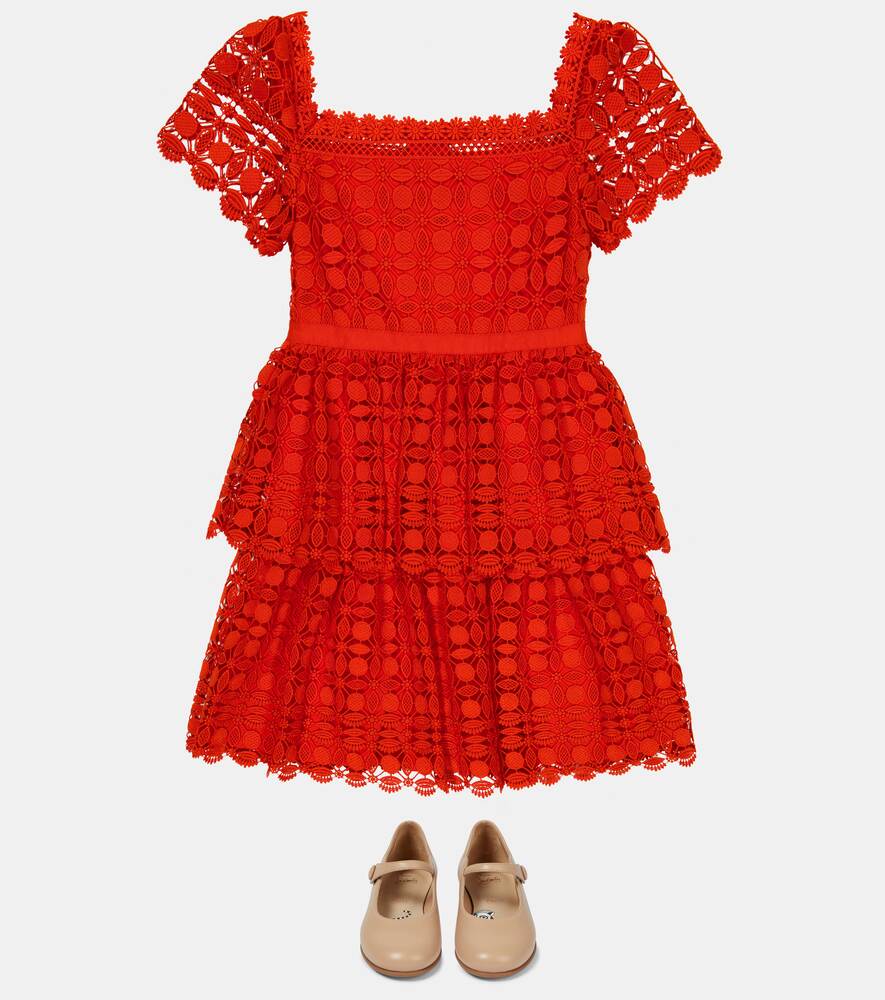 Self-Portrait lace tiered dress, red