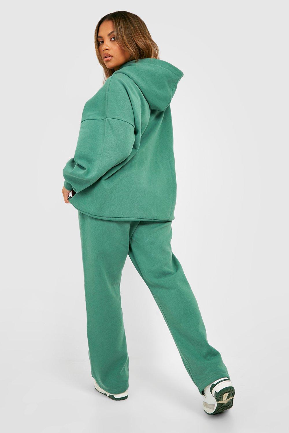 Plus ath leisure hooded tracksuit with Boohoo print, green