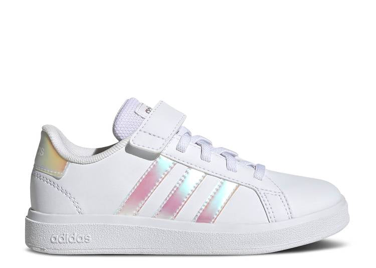 Adidas GRAND COURT 2.0 LITTLE KID 'WHITE IRIDESCENT' sneakers, white