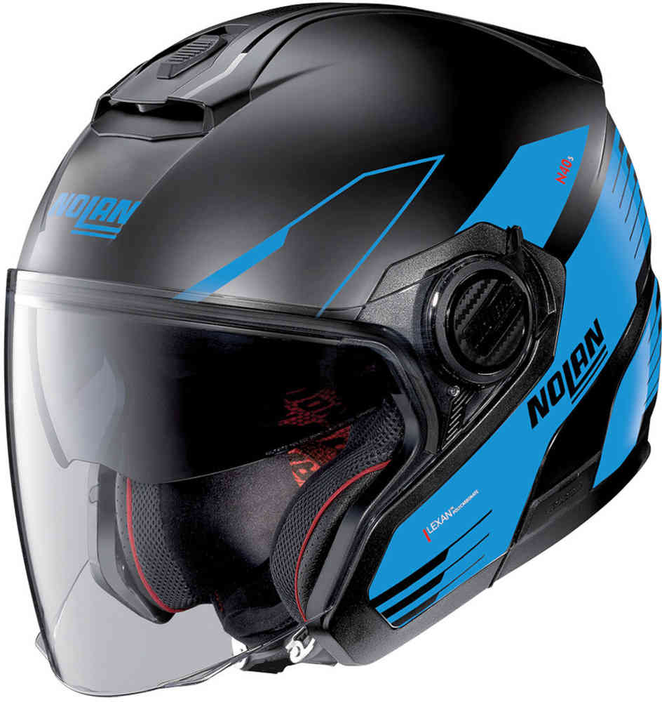 N40-5 Zefiro 2023 N-Com Nolan Jet Helmet, Matte Black/Blue