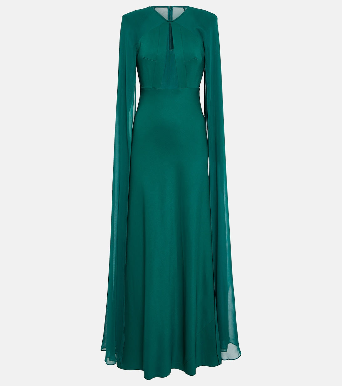 ROLAND MOURET chiffon cape dress, green