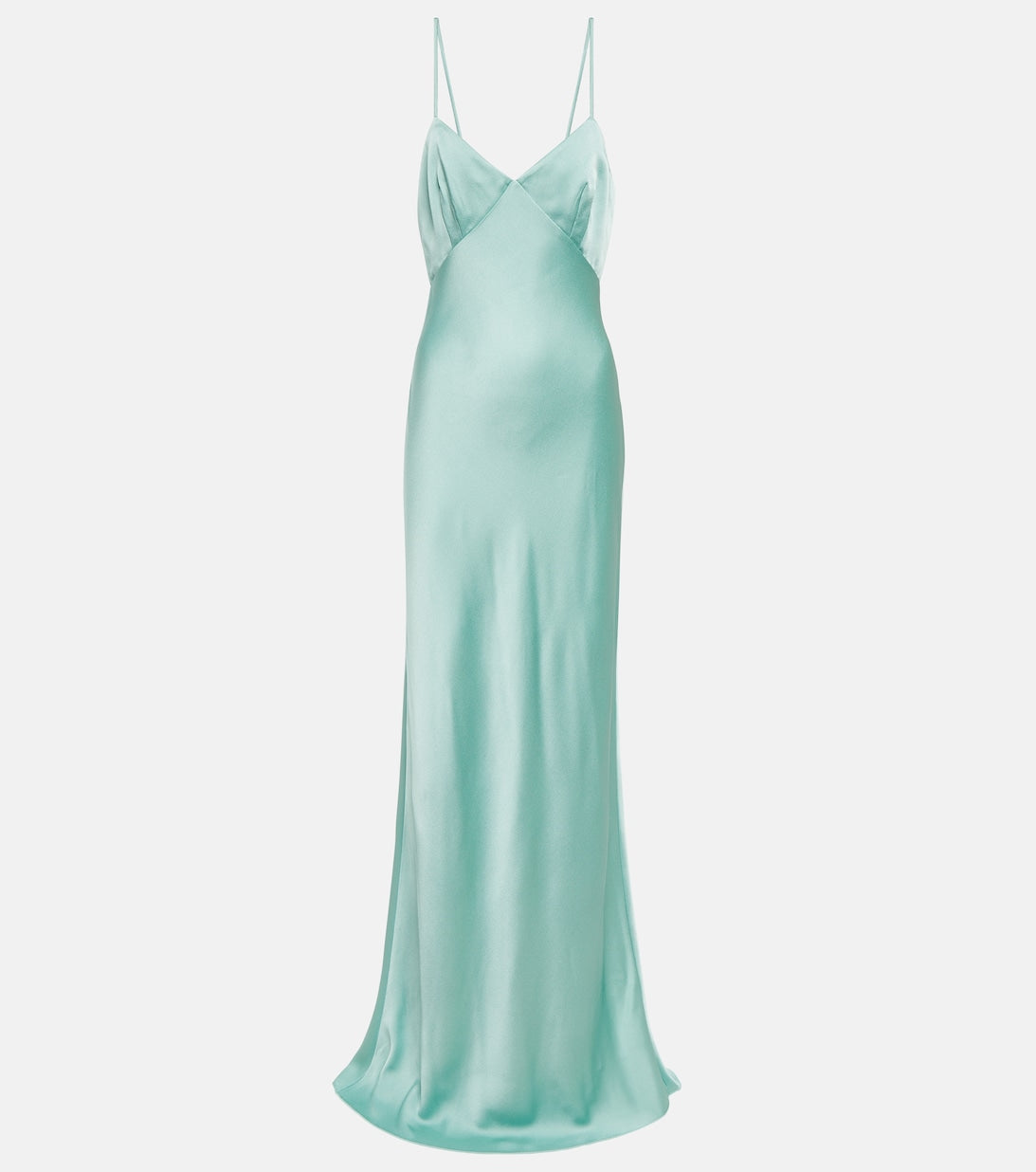 Selce MAX MARA satin maxi slip dress, blue