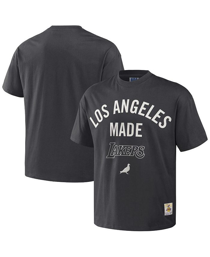 تي شيرت رجالي كبير الحجم من NBA x Anthracite Los Angeles Lakers Heavyweight Staple T-Shirt باللون الفضي