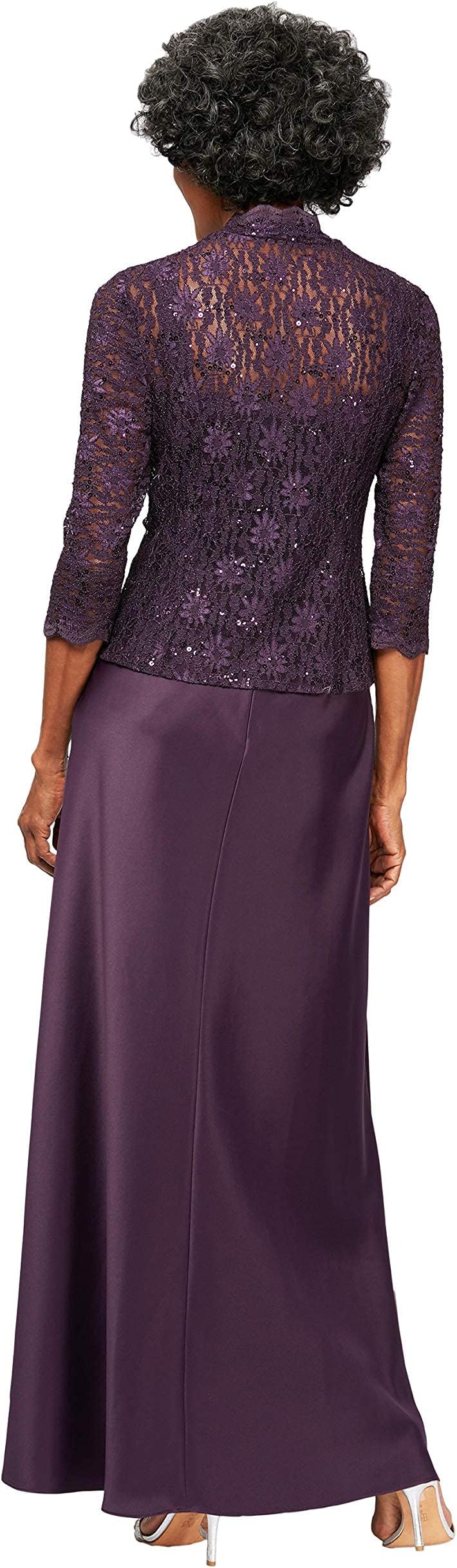 Alex Evenings Long Jacket Dress and Satin Skirt, Eggplant