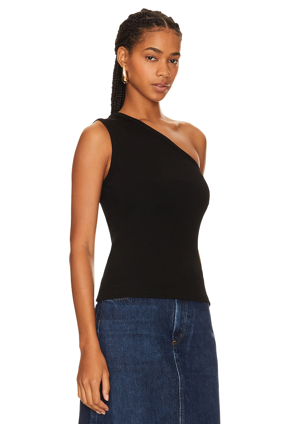 Tank top AGOLDE Yasmin Asymmetric, black