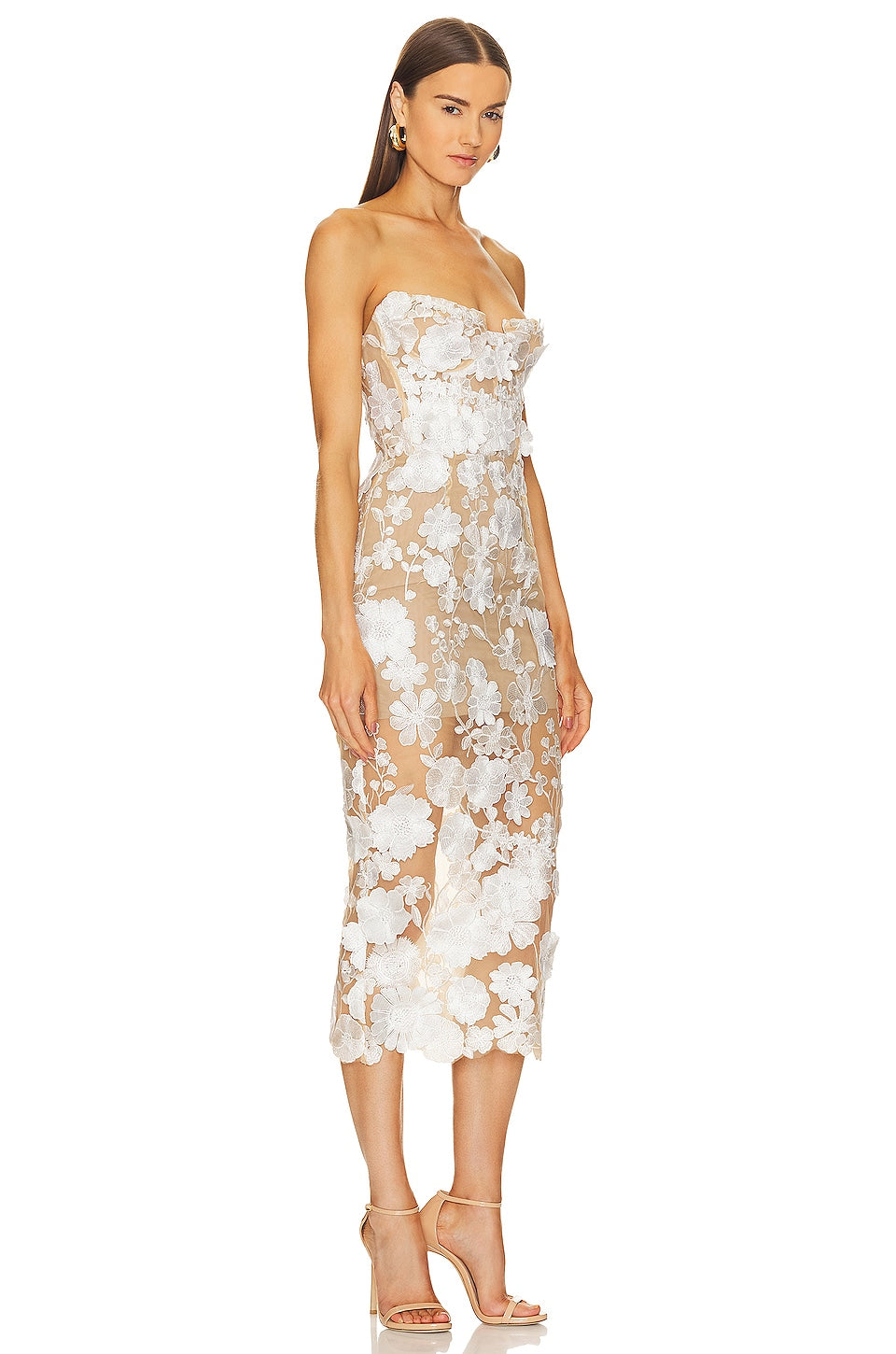 Bronx and Banco Jasmine Midi Dress in White & Floral