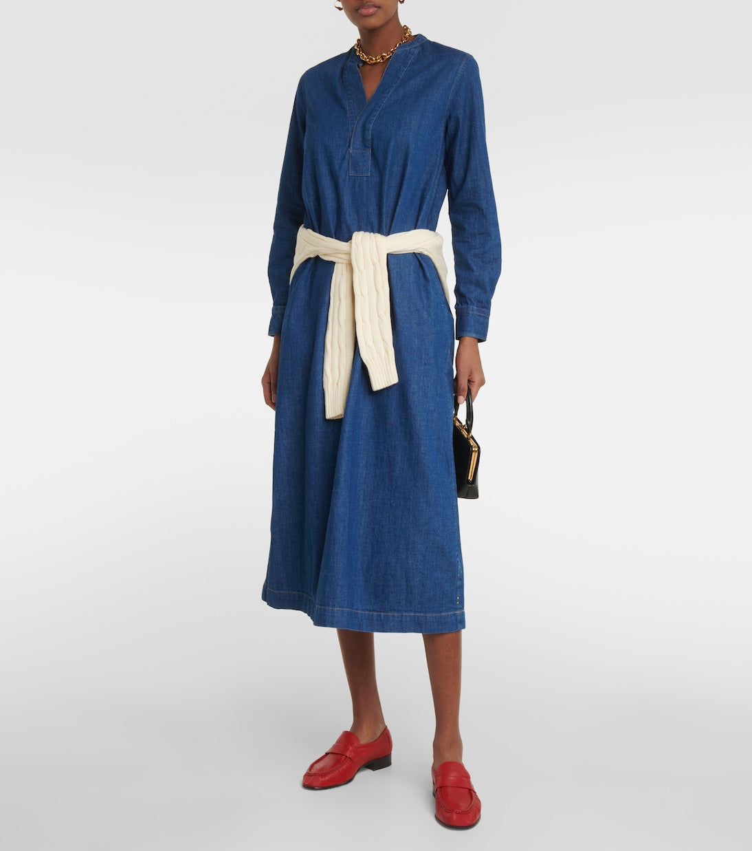 Polo Ralph Lauren cotton twill caftan, blue