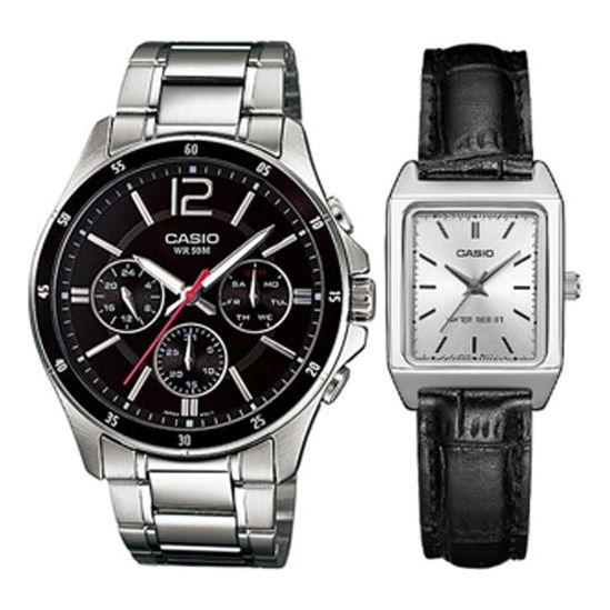 Watch CASIO ENTICER SERIES& VINTAGE Series Vintage Silver Couple Quartz Waterproof Black/Silver Analog, black