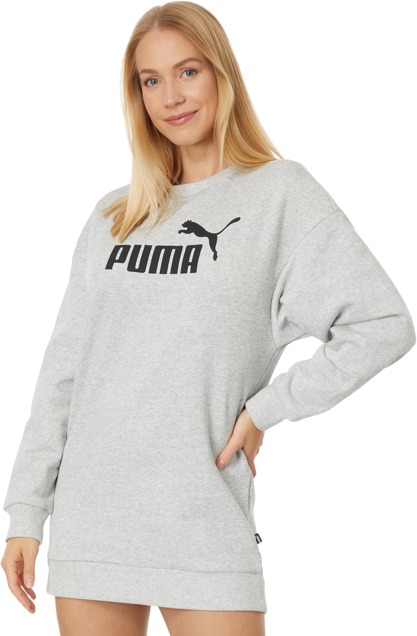 فستان Essentials+ PUMA Fleece باللون الرمادي الفاتح