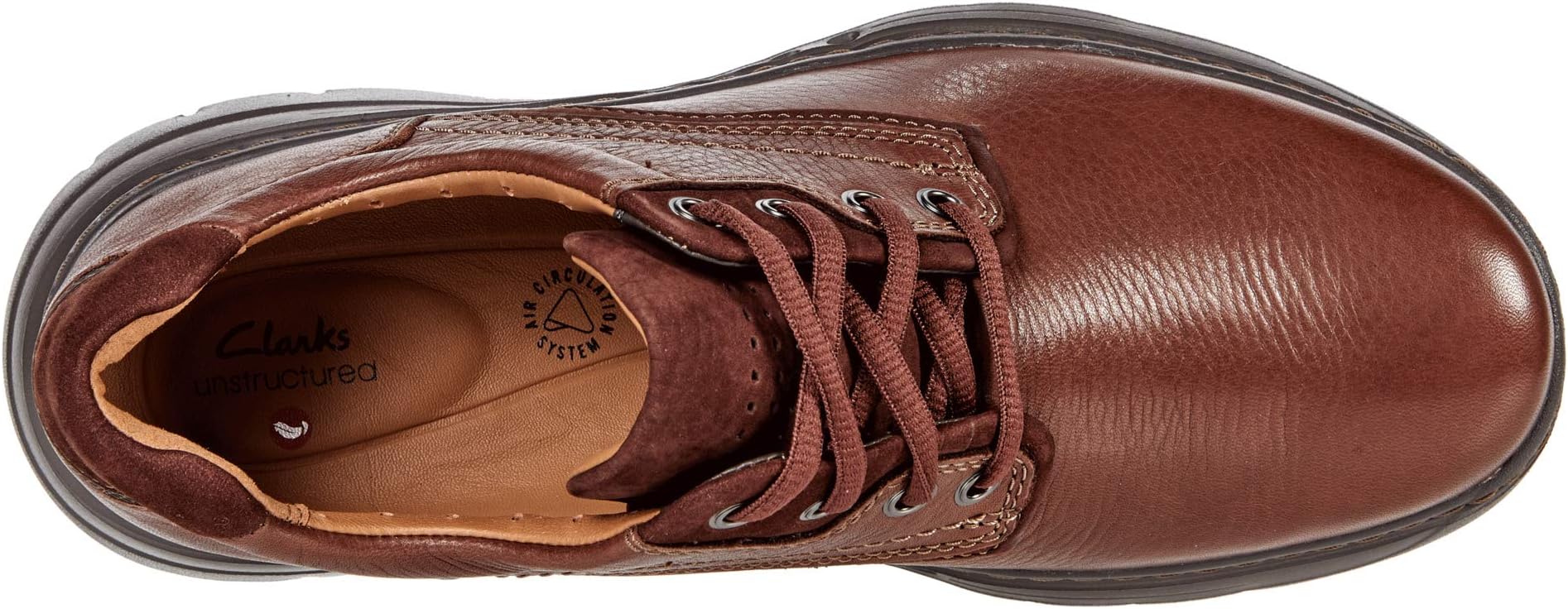 Un Brawley Pace Clarks Oxfords in Mahogany Tumbled Leather