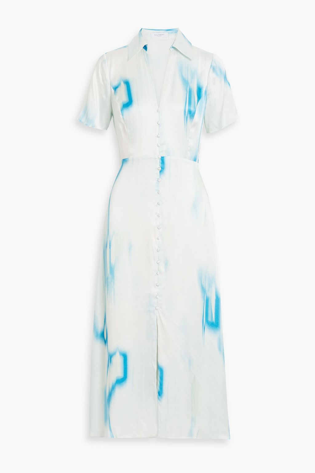 Balisa Tie Dye Washed Silk Midi Shirt Dress EQUIPMENT, Blue