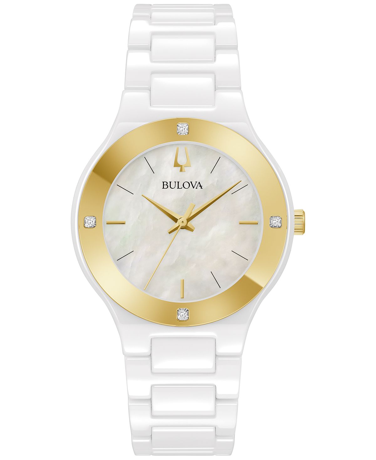 Millennia Diamond Accent Women's Watch, White Ceramic Bracelet, 35mm Bulova, White