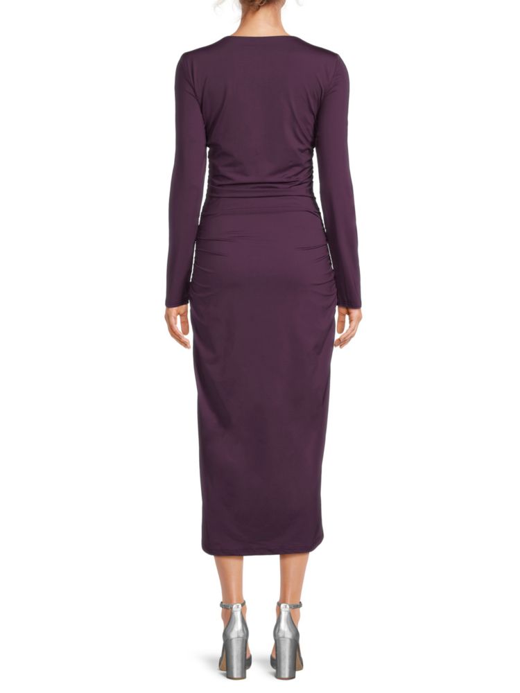 Rachel Parcell Asymmetrical Gathered Midi Dress, Purple