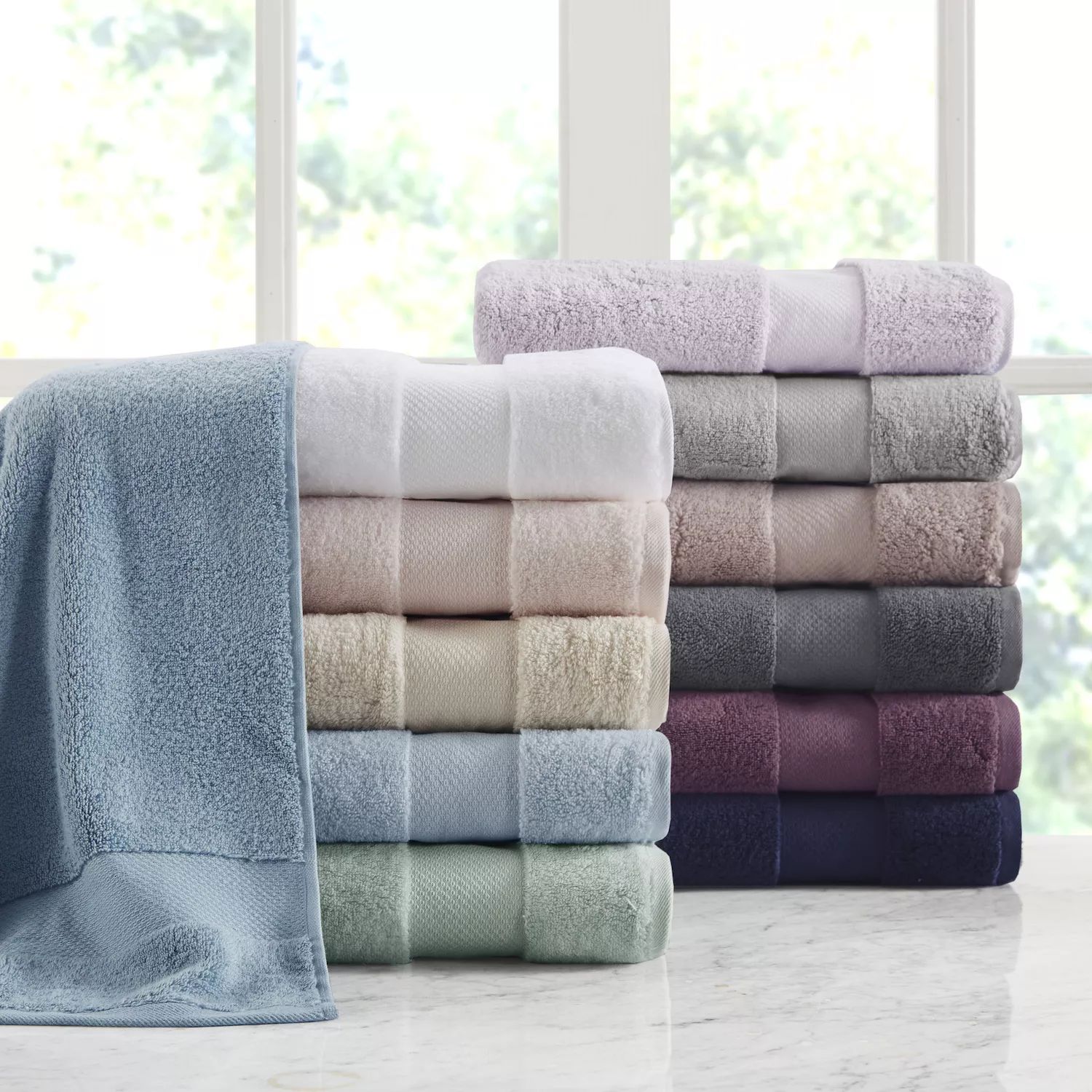 Madison Park Signature 6-Piece Large Turkish Cotton Bath Towel Set blue