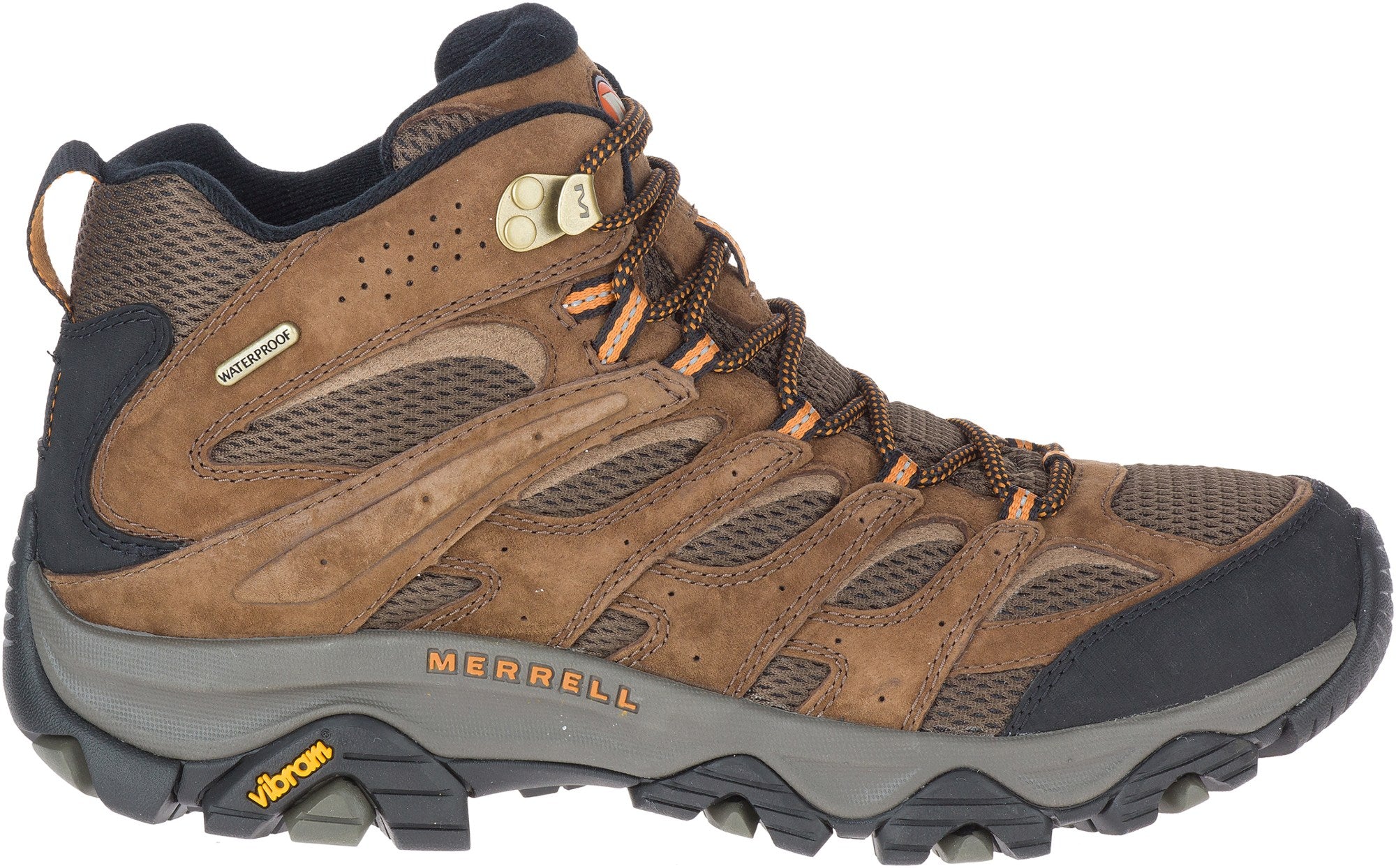 حذاء Merrell Moab 3 Mid للرجال مقاوم للماء للمشي لمسافات طويلة، بني