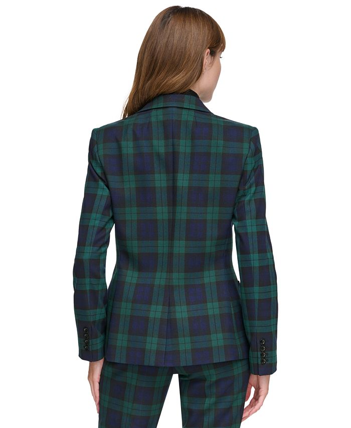 Tommy Hilfiger Women's Double Button Plaid Blazer, Multicolor