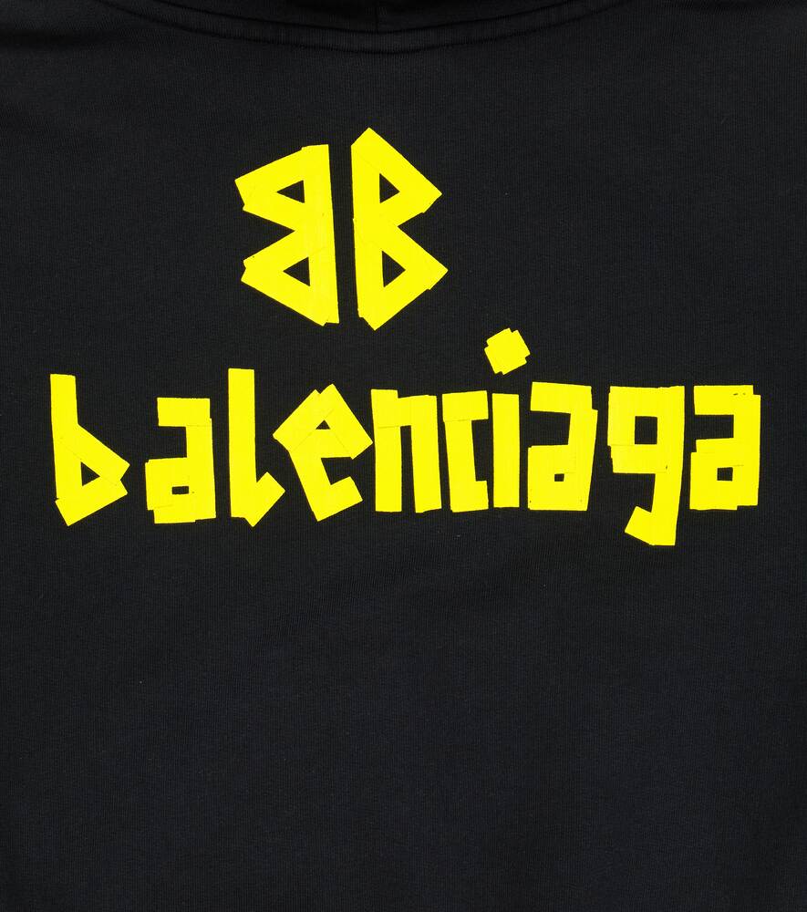 هودي جيرسي قطني بشعار Balenciaga للأطفال، أسود