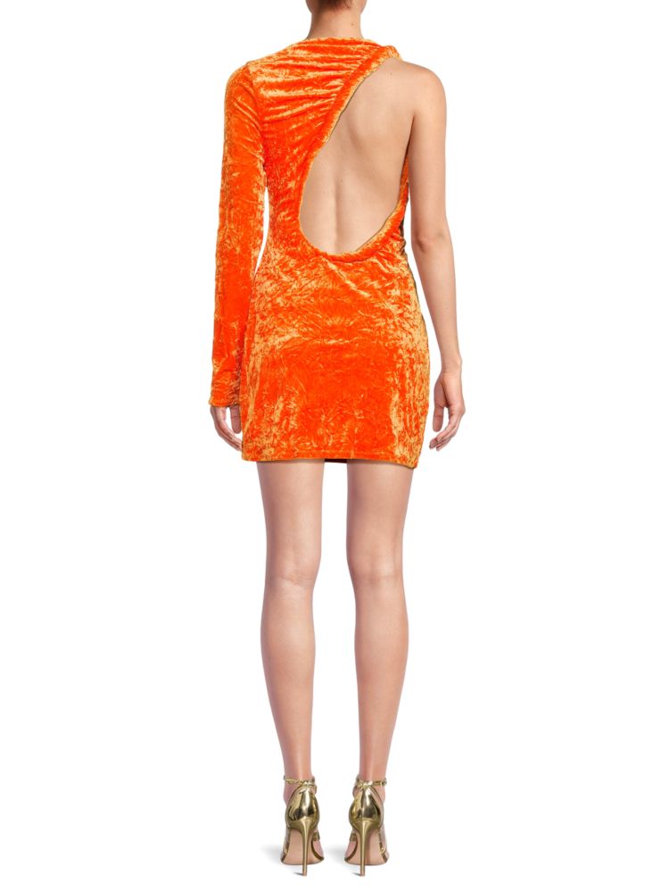 Versace Velvet Mini Bodycon Dress, Orange