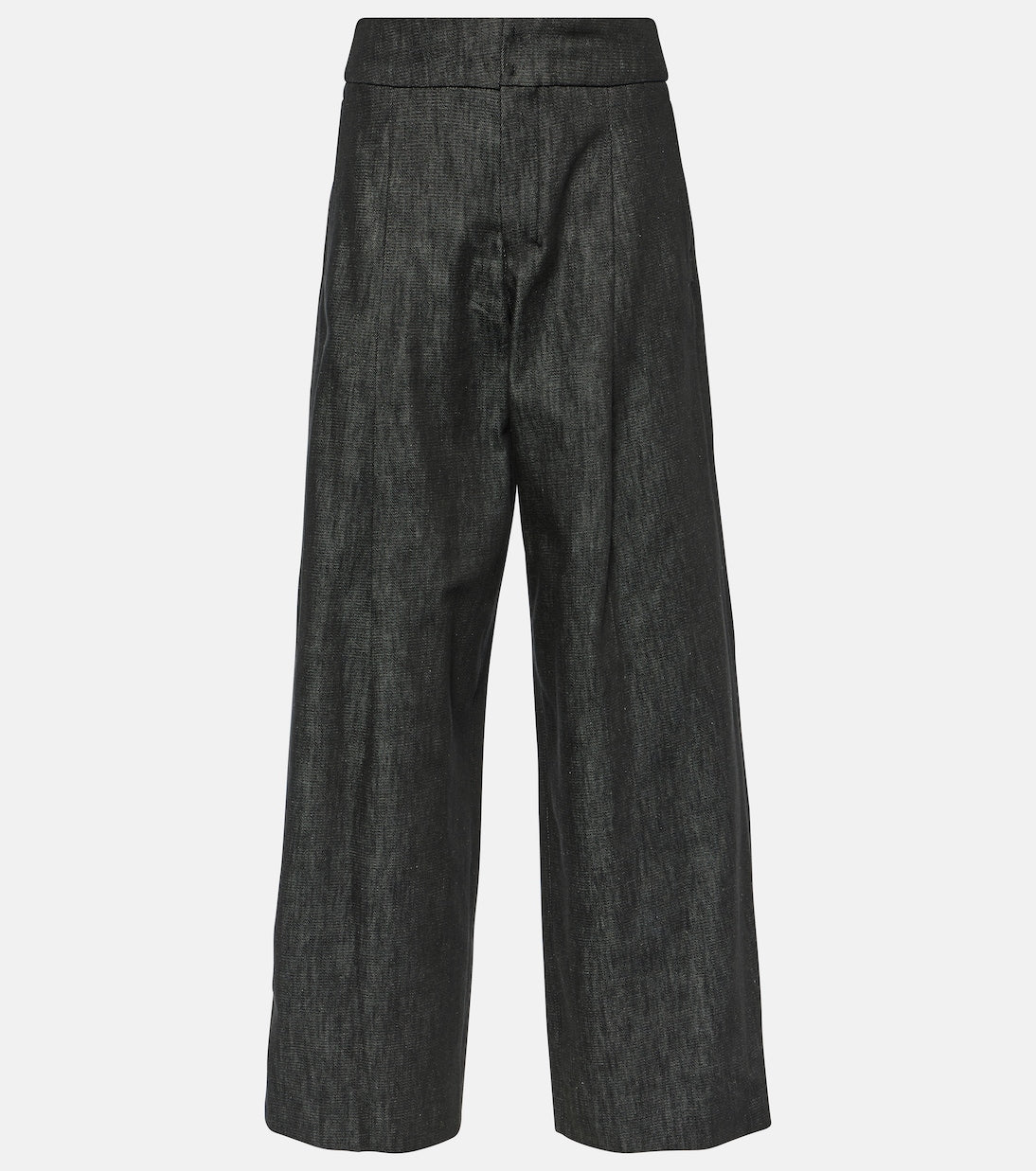 S Max Mara Athos Wide Leg Chambray Pants, Black