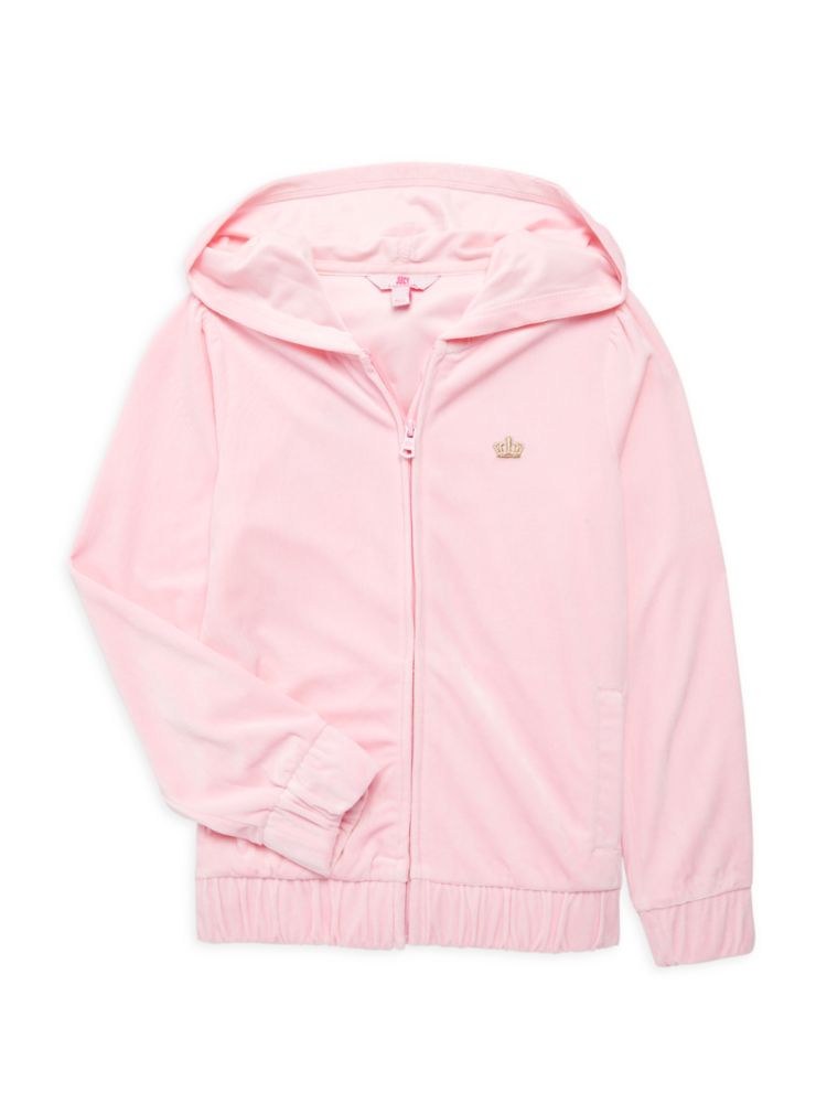 سويت شيرت من Juicy Couture Girls Velor Zip Logo - وردي حلوى