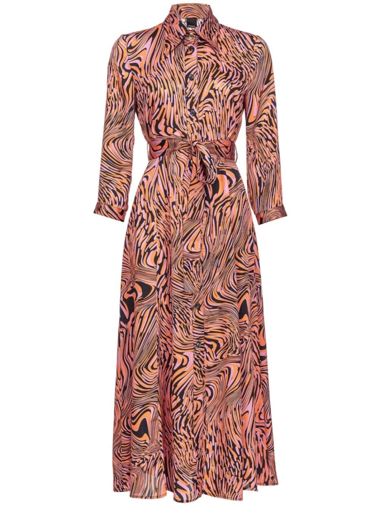 PINKO dress with belt and abstract print, pink