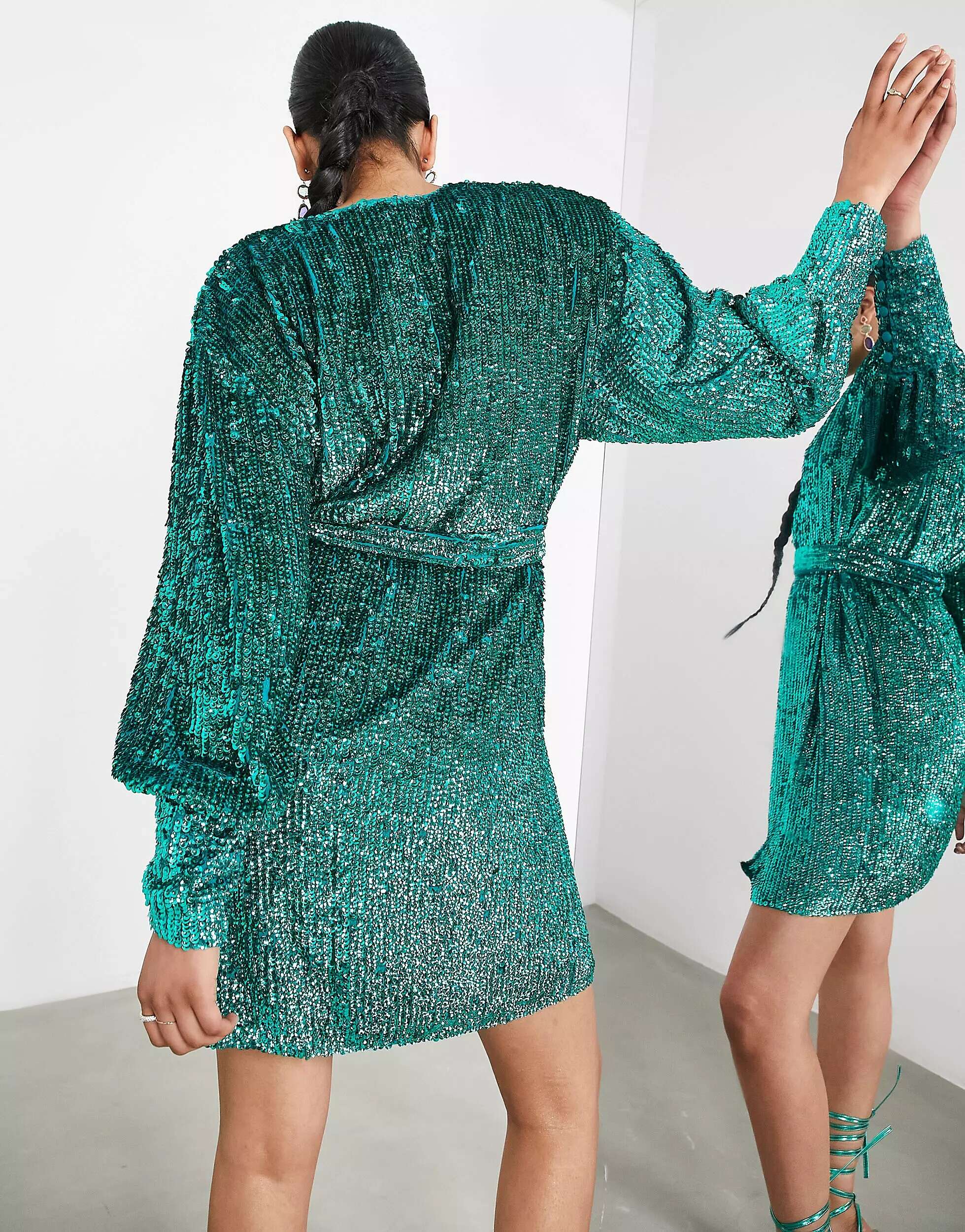 ASOS Turquoise Sequin Mini Dress