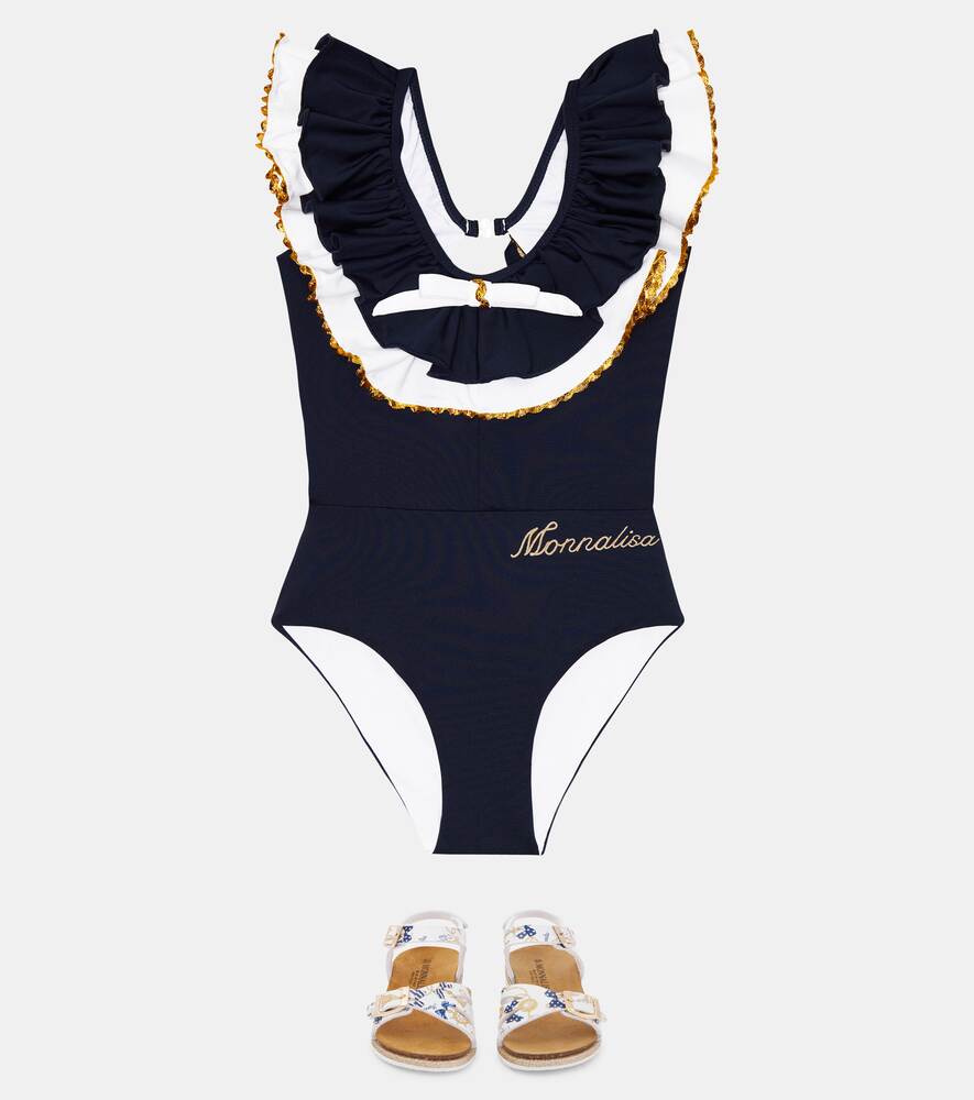 Monnalisa marinière swimsuit, multi-colored