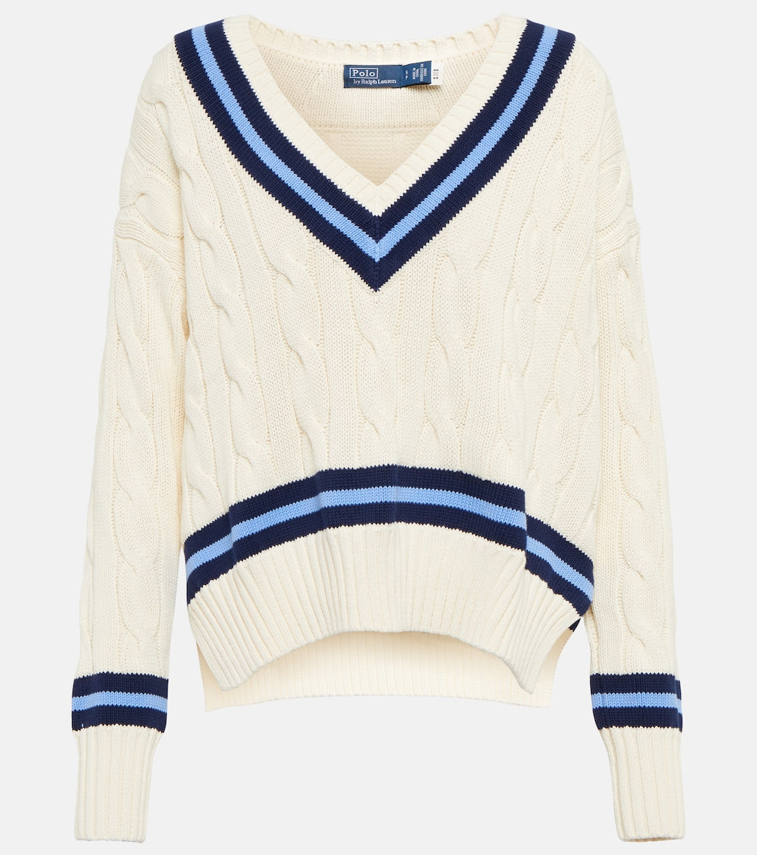 Polo Ralph Lauren cable knit cotton sweater, multicolor