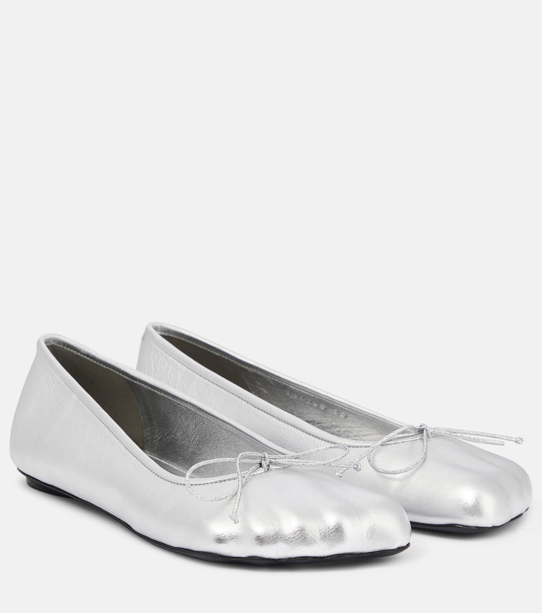 Fetish Balenciaga Leather Ballet Shoes, Silver