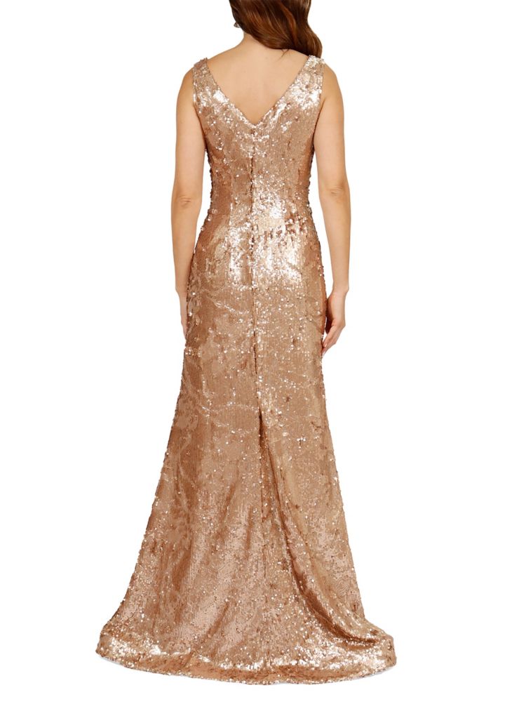 Rene Ruiz Collection sequin flared dress, gold