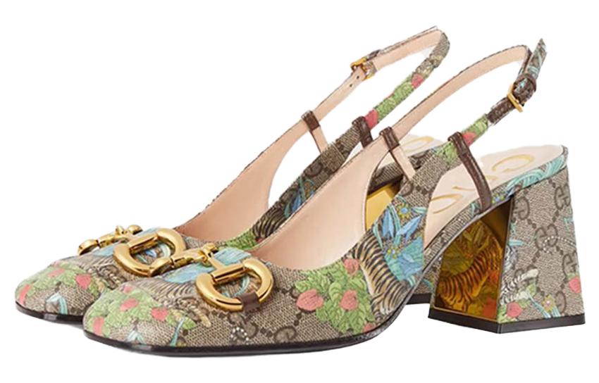 Women's Gucci Shoes with Print, Gray-Beige