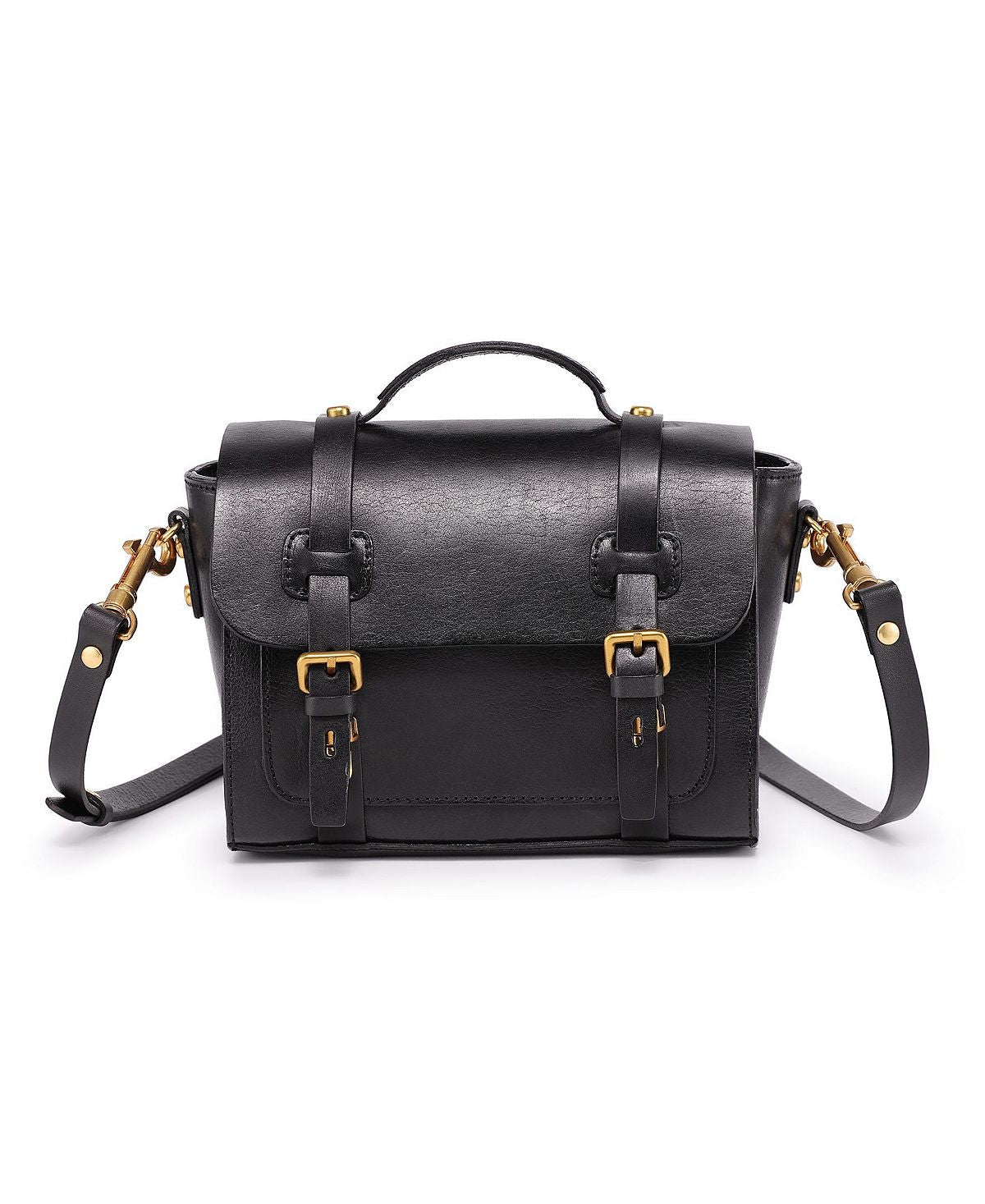 Women's mini-satchel bag Focus made of genuine leather OLD TREND, black