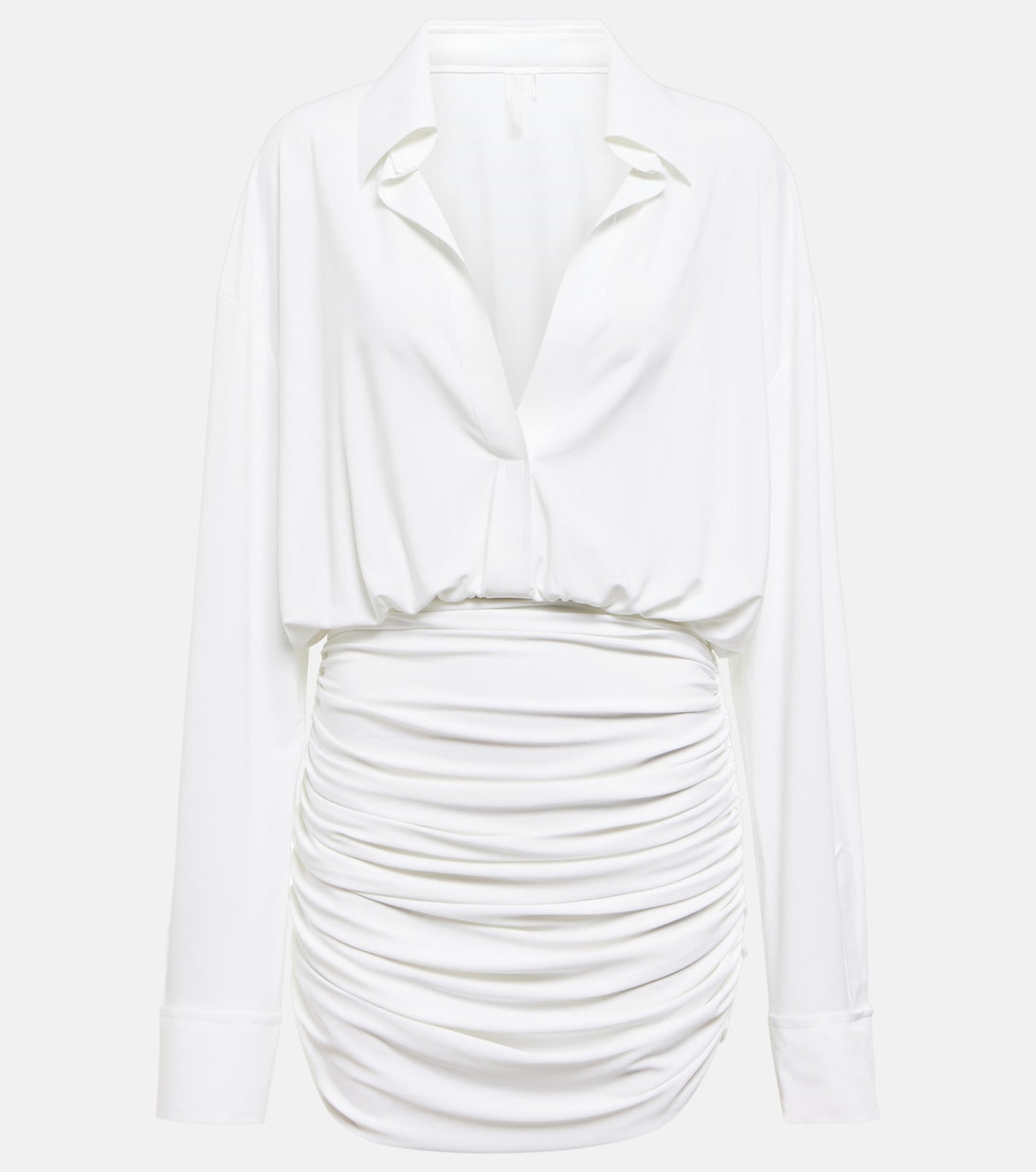 Norma Kamali Ruffle Shirtdress, white