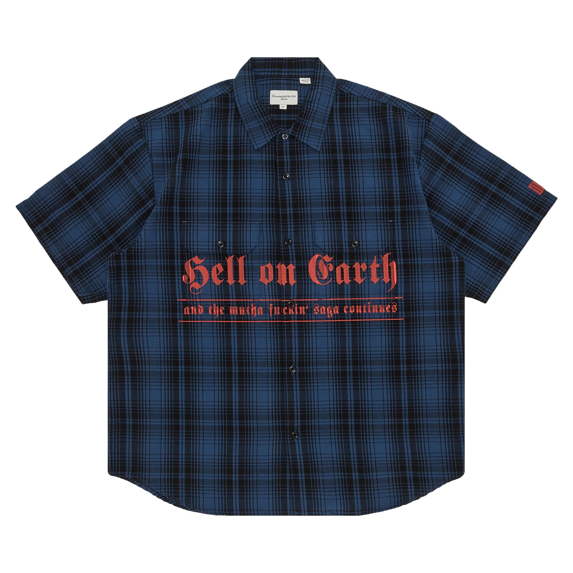 Supreme x Bernadette Corporation Short Sleeve Work Shirt, Navy Check