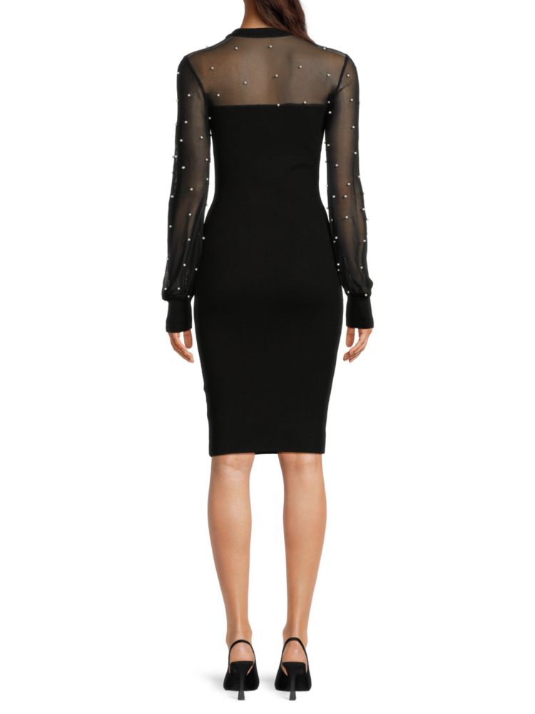 Bebe faux pearl sheath dress, black