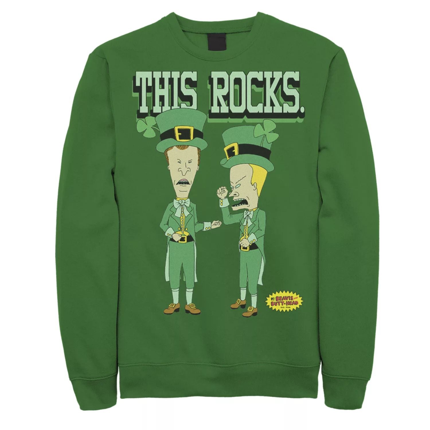 Beavis And Butthead Rockin Sham Licensed Character Men's St. Patrick's Day Sweatshirt